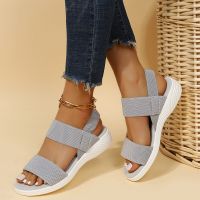 2023 Women Summer Fashion Sandals Mesh Casual Fish Mouth Sports Sandals Large Size Flying Woven Flat Shoes Sandalias Mujer