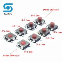 20PCS/LOT 6*6*2.5 / 3.1 / 3.7 / 4.3 mm SMD Switch 4 / 5 Pin feet Touch Micro Switch Push Button Switches Red 6X6 Tact Switch