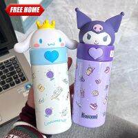 Freehome?คลังสินค้าพร้อม?Sanrio ถ้วยสแตนเลสเก็บความร้อน316ขนาด350มล.,กระบอกน้ำตุ๊กตาแบบพกพา Cinnamoroll พร้อมแผ่นกันลื่น TPR ของขวัญสำหรับเด็ก