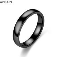 AVECON แหวนคู่รักเหล็กไททาเนียมสีดำชุบทองแหวนสำหรับทั้งหญิงและชายยุโรปและอเมริกาเครื่องประดับสแตนเลสทองขายส่ง