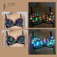 ✥ Odina Lei Belly Dance Luminous Bra Cosplay Costume Bar Performance Costume Rivet Bra Custom