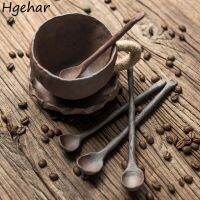 Ceramic Spoons Long Handle Creative Soup Coffee Teaspoons Handmade Household Stirring Spoon Honey Dessert Scoop Tableware Retro Serving Utensils