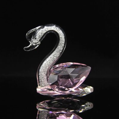 Crystal Swan Figurine Glass Ornaments Animal Paperweight Diamond Arts Collection Table Home Decoration Crafts Miniature Gifts