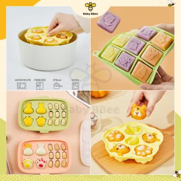 Baby food ice cube tray silicone lid cubes jelly mold food storage box  container freezer makanan bayi