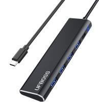 UFBOSS 5-พอร์ตอลูมิเนียมบางเป็นพิเศษฮับ3.0 TYPE-C,4พอร์ต5Gbps USB3.0หนึ่ง USB-C