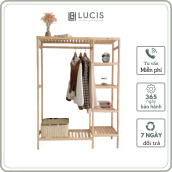 Tủ treo quần áo LUCIS gỗ thông 2 khoang - Kệ treo quần áo đa năng tiện lợi dễ lắp ráp cao cấp - Tủ quần áo decor, trang trí