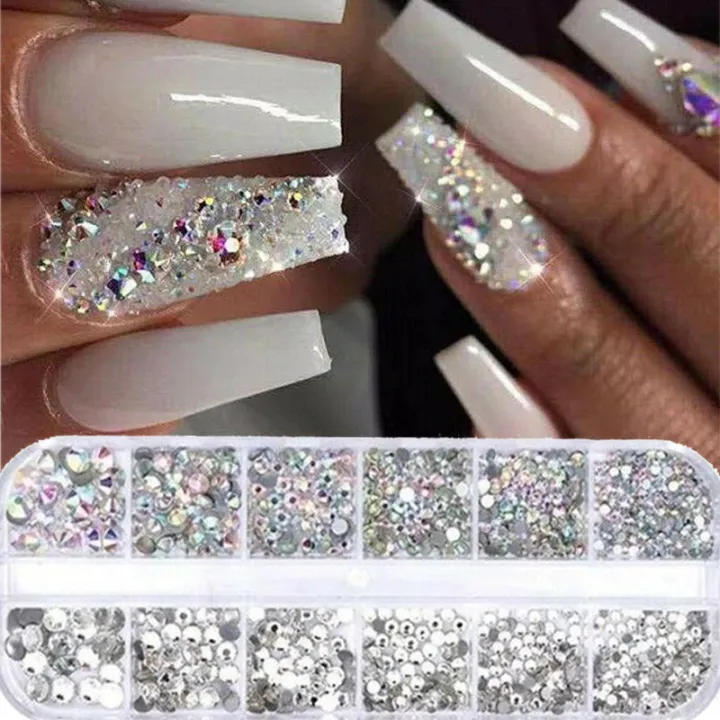 WOOLOVE Crystal Rhinestones Nail Art Decoration Multi-size 3D Tips DIY  Manicure Glitter Diamonds Gems Accessories | Lazada PH