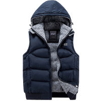 New Mens Jacket Sleeveless Winter Fashion Casual Coats Male Hooded Cotton-Padded Mens Vest Male Thickening Waistcoat