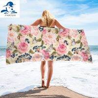 【Bathroom sale】 PHAYON Foral พิมพ์ไมโครไฟเบอร์ Beachfor Adults75x150cm Soft Water Absorbing Breathable Surf Robe Blanket
