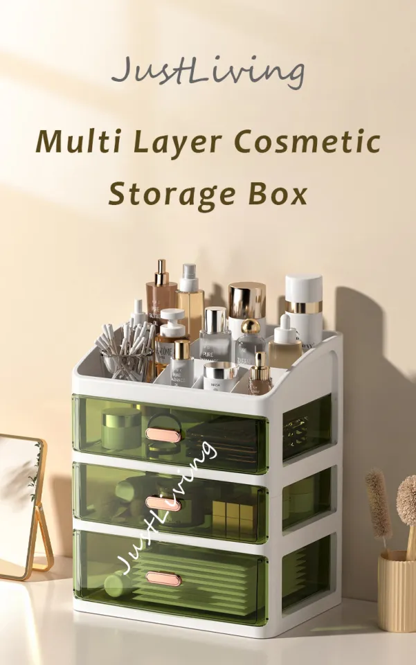 1pc Makeup Storage Box Transparent Double-layer Dust-proof Drawer Type  Desktop Cosmetic Organizer Shelf Cosmetic & Face Mask & Lipstick Storage  Cabinet