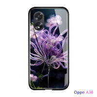 เคสใส่โทรศัพท์สำหรับ A38 A18 OPPO เคสฝาหลังกระจกเทมเปอร์เคสมันวาวกันกระแทกดีไซน์ซีรีย์ดอกไม้หรูหราหรูหรา