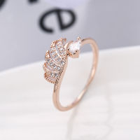 2021Creative Multi Size 3-Color Wing Shape Ring Elegant Wedding Engagement Crystal Ring Jewelry Exquisite Women Accessories