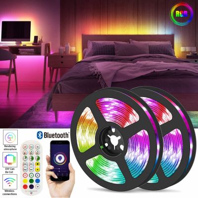 【cw】 LED Strips Light RGB Flexible Decoration Background Rainbow Lamp Bluetooth Remote Control For Living Room 15M 20M Decor String ！