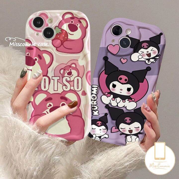 เคสโทรศัพท์มือถือ-ขอบโค้ง-ลายการ์ตูนหมีสตรอเบอร์รี่-คุโรมิ-สําหรับ-oppo-a57-a17-a95-a16-a77-a52-a96-a5-a74-a3s-a77s-a76-a1k-a15-a54-a15s-a55-a5s-a16k-a7-a31-a53-a9-a12-a17k-a16s