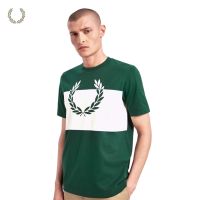 FRED PERRY เสื้อยืดแขนสั้นผู้ชาย,เสื้อยืด2022ฤดูร้อนผ้าฝ้ายลำลองหลวมพิมพ์ลาย