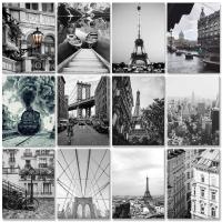 RUOPOTY Frame Acrylic Painting By Numbers For Adults Handicrafts Black And White Landscape Coloring By Numbers For Home Decors