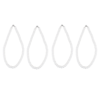 4X Charm Pearl Necklace W. Metal Clasp