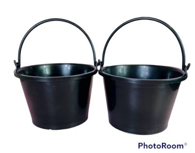 ถังพลาสติกสีดำมีหูหิ้วถังน้ำถังเอนกประสงค์ขนาด25.5*16.5cm