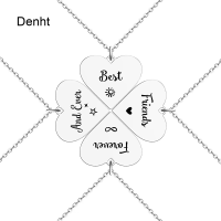สร้อยคอสแตนเลสรูปหัวใจแฟชั่นสำหรับผู้หญิง4ชิ้นสร้อยคอโซ่สีเงินสร้อยคอประดับจิวเวลรี่