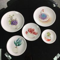 Simple And Modern Home Decoration Plate Small Fresh Plant Art Decorations Ceramic Hanging Plate Background Wall Decoration