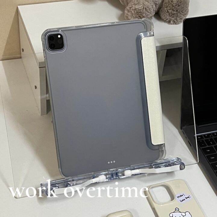 พร้อมส่ง-เคสไอแพด-gen9-air5-gen10-ลูกสุนัข-workovertime-ที่ใส่ปากกา-ครีม-น่ารัก-เคส-ipad-gen8-air4-case-ipad-pro11-2021