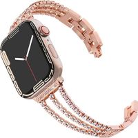 ◐▽ Bling Diamond Strap for Apple Watch Ultra band 49-44mm 40mm 38mm Women Metal Link bracelet iwatch series 8 6 5 4 Se 7 41mm 45mm