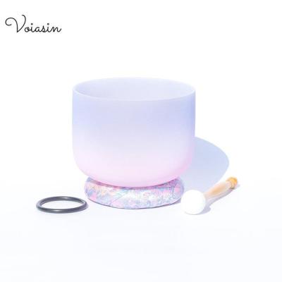 Series of Candy Indigo Pink Crystal Singing Bowl Voiasin Yoga Meditation Bowls Sound Therapy Instructent with Mallet and O-Ring