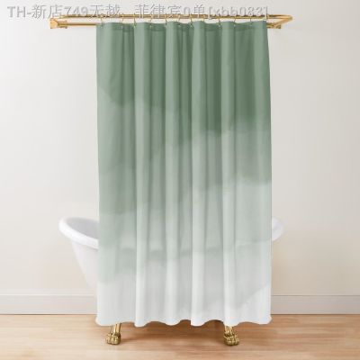 【CW】✑ஐ☎  Watercolor Ombre Shower Curtain Fabric Polyester Curtains with 12 Hooks
