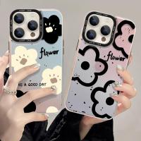 【สำหรับ iPhone】เคสโทรศัพท์มือถือลายดอกไม้วัสดุเลเซอร์ TPU ป้องกันการตกและป้องกันการชน for iPhone 14 13 12 11 Pro Max Xs Max Xr Xr X 7 8 Plus