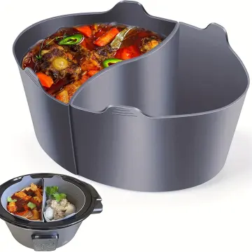 Slow Cooker Divider Liners fit 6 QT Crockpot, Reusable Leakproof Slow Cooker  Divider Insert, Silicone Crockpot Divider, 2-Piece Set Dishwasher Safe  Cooking Liner (Black+Gray)