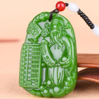 Xinjiang Hetian Color God of Wealth Pendant Colorful Jade Treasure Lucky Fortune Abacus Pendant Jade Pendant Jade Plaque Necklace for Men and Women FKUB FKUB