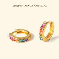 Shependence ต่างหูห่วงคริสตัลสีรุ้ง (Crystal Rainbow Huggie Hoop Earrings)