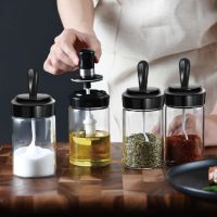 hotx【DT】 Glass Seasoning Bottle Spice Organizer Jar Condiment Pepper Storage for BBQ Tools