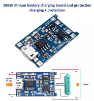 5v 1A Micro​ USB ควบคุม​การชาร์จ​ 18650 ลิเธียม 3.7V-4.2 V ตัวบ่งชี้การชาร์จ: ไฟสีแดงชาร์จสีน้ำเงิน (สีเขียว) หลอดไฟชาร์จเต็ม