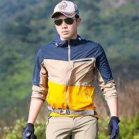 [COD] Outdoor mens color-blocking skin breathable anti-ultraviolet long-sleeved quick-drying windbreaker summer