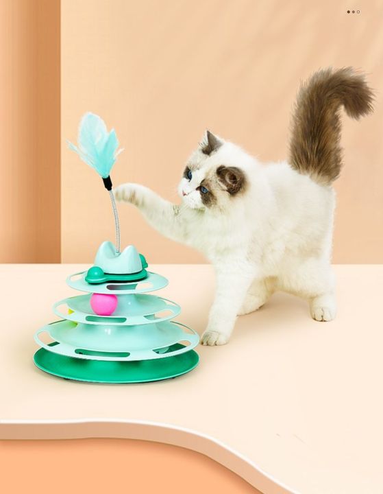 ของเล่นแมว-ของเล่นสัตว์เลี้ยง-รางหมุน-รางลูกบอล-จานหมุนของเล่นแมว-รางลูกบอลหมุน-สินค้าพร้อมส่งในไทย
