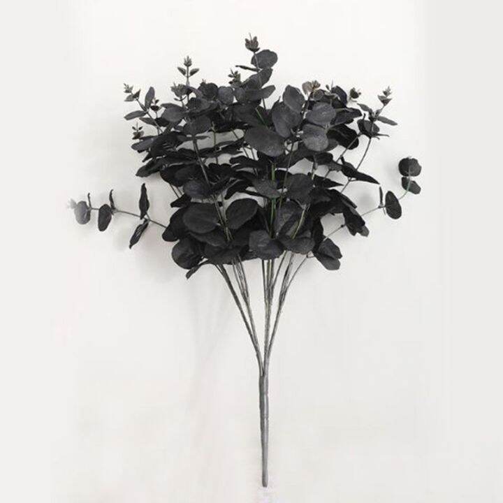 Artificial Silk Eucalyptus Fake Black Flowers 20 Heads Home Table Party