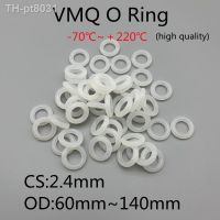 ∈  10Pcs VMQ O Ring Seal Gaskets Thickness 2.4mm OD 60 140mm Silicone Rubber Insulated Waterproof Washers Round Shape White Nontoxi