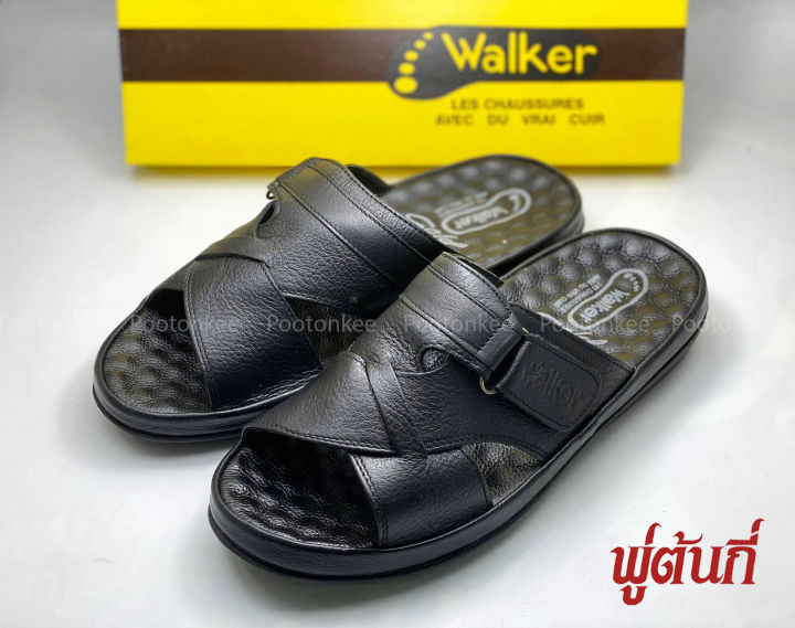 รองเท้า-walker-รุ่น-m7215-รองเท้าแตะวอคเกอร์-รองเท้าหนังแท้-สีดำไซส์-41-45-ของแท้