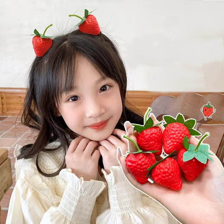 Cute Sweet Strawberry Simulation Hair Clips for Girls | Lazada