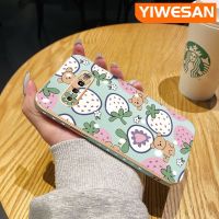 YIWESAN เคสปลอกสำหรับ Samsung S10พลัส S9พลัส,เคสลายหมีสตรอเบอรี่เคสมือถือดีไซน์ใหม่กรอบบางชุบผิวฝาปิดเลนส์เต็มกล้องปกป้องเคสนิ่มกันกระแทก