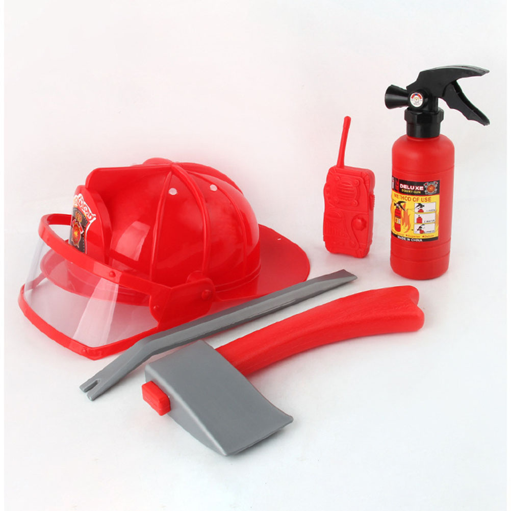 Children Firefighter Fireman Cosplay Toys Kit Helmet Fire Extinguisher Kids Gift 