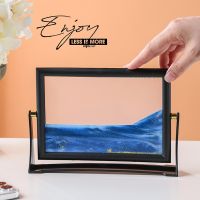 Rotatable Moving Sand Art Square Glass 3D Deep Sea Sandscape Quicksand Hourglass Creative Flowing Sand Picture Home Decor Gifts Decorative Accessories