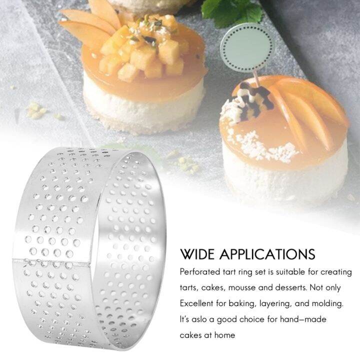 10-pack-5cm-stainless-steel-tart-ring-heat-resistant-perforated-cake-mousse-ring-round-ring-baking-doughnut-tools