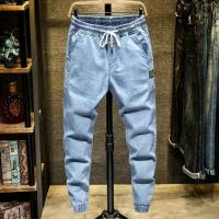 2022 Winter New Mens Slim Fit Jeans Business Fashion Denim Trousers Stretch Brand Pants Black Blue