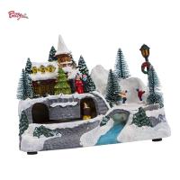 ALI-Shopping เสื้อกันหนาว Village Winter Scene House LED Lights Doll For