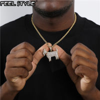 Hip Hop Iced Out Cubic Zircon Bling CZ Goat Pendants &amp; Necklaces For Men Jewelry With Tennis Chain