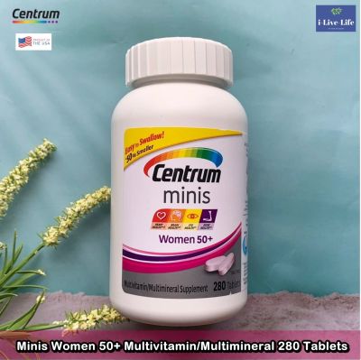 Centrum - Minis Women 50+ Multivitamin/Multimineral 160 or 280 Tablets เซนทรัม วิตามินรวม สำหรับผู้หญิง 50 ปีขึ้นไป แบบเม็ดเล็ก