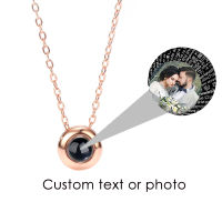 Custom Photo Name Rose Gold Silver Color 100 Language I Love You Projection Round Pendant Necklace Wedding Birthday Jewelry Gift