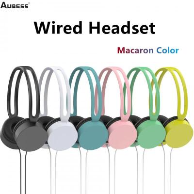 Macaron สี3.5มม. แจ็คหูฟังแบบมีสาย HD เสียงชุดหูฟัง Over-Ear Bass HiFi เสียงเพลงหูฟังสเตอริโอสำหรับ PC MP3ศัพท์ทีวี